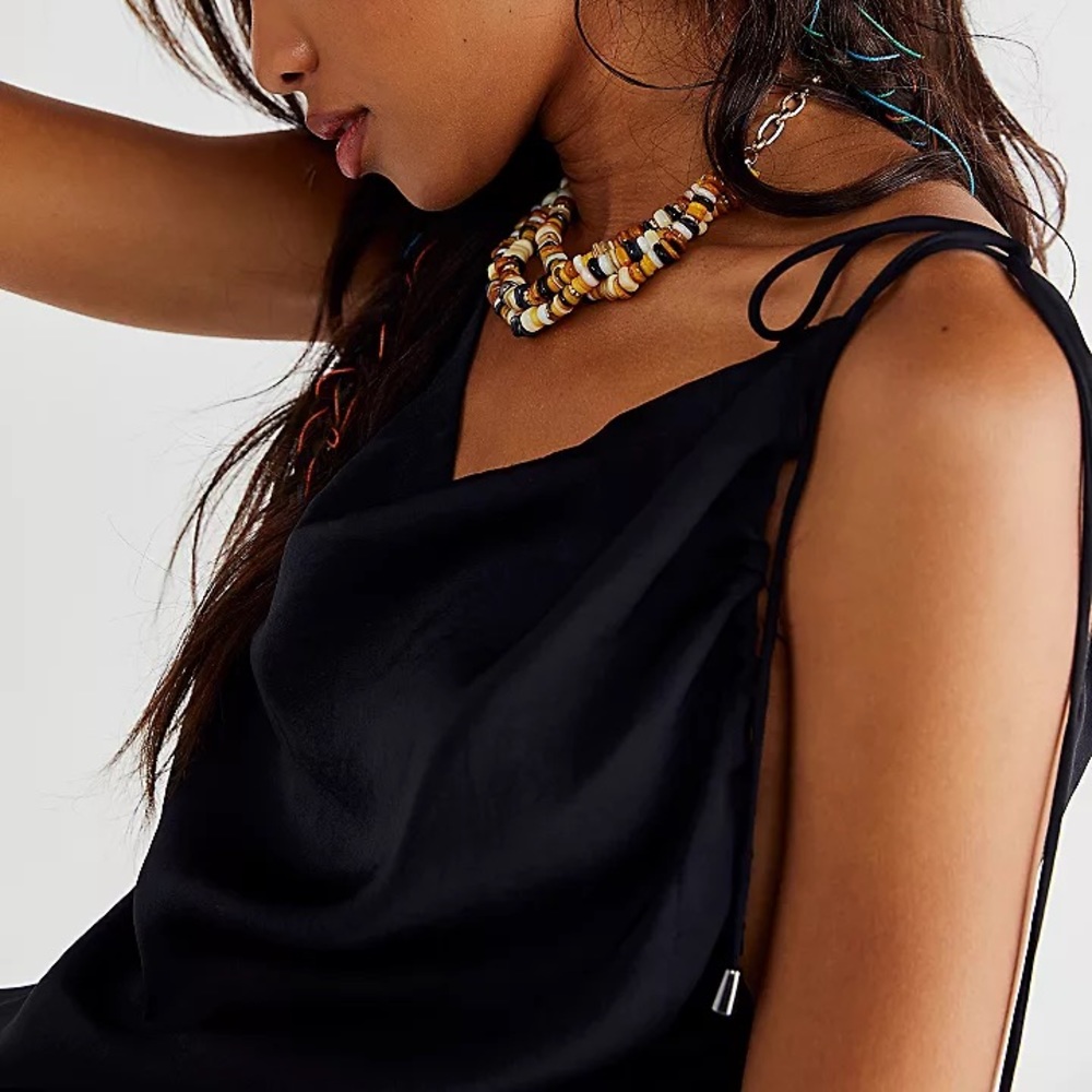 Free People - Silky & Strappy Black Tank